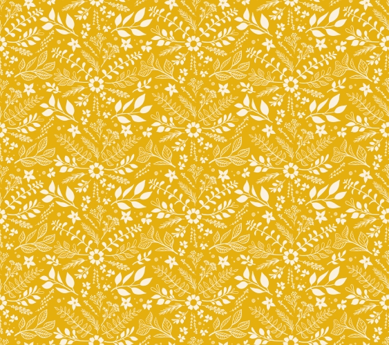 Patchwork Baumwolle - Melody Miller - Curio - Sprigs Florals Flower Herb Damask Goldenrod